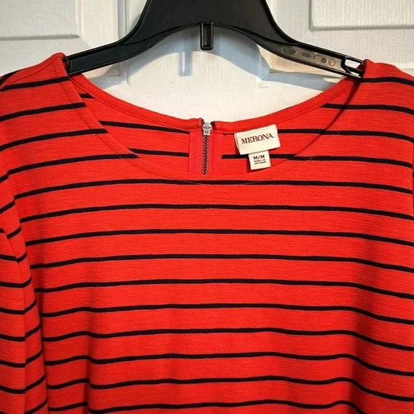 Merona Orange and navy top medium - Picture 2 of 3